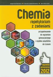 Chemia Repetytorium z zadaniami Przygotowanie do egzaminu gimnazjalnego i szybka powtórka do liceum. Autor: Bachula Angelika, Lewandowska Dorota, Warchoł Anna. Dadada.pl Okładka książki Chemia Repetytorium z zadaniami Przygotowanie do egzaminu gimnazjalnego i szybka powtórka do liceum