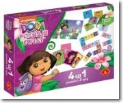 Okładka książki Gra 4w1 DORA Poznaje Świat Puzzle i 3 gry ALEX