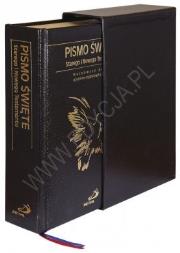 Okładka książki Pismo Święte ST i NT - format duży, etui, paginatory, skóra mielona czarna