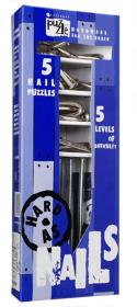 Zestaw 5 układanek metalowych Gwoździe. nr. kat PPZN0051. Autor: Professor Puzzle. Dadada.pl Okładka książki Zestaw 5 układanek metalowych Gwoździe. nr. kat PPZN0051