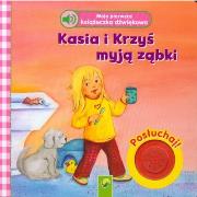 Kasia i Krzyś myją ząbki Moja pierwsza książ. dźw.. Autor: Opracowanie zbiorowe. Dadada.pl Okładka książki Kasia i Krzyś myją ząbki Moja pierwsza książ. dźw.