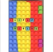 Okładka książki Notes silikonowy A6 Unipap Blocks w kratkę 100 kartek niebesko-żółto-pomarańczowy