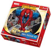 Okładka książki Puzzle 150 okrągłe Spider-Man Pajęczy skok TREFL