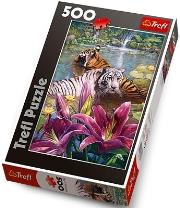 Okładka książki Puzzle 500 Malowane tygrysy TREFL