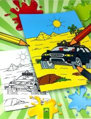 Kolorowanka Samochody. Autor: Christian Ortega. Dadada.pl Okładka książki Kolorowanka Samochody