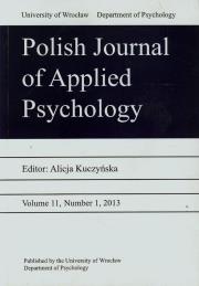 Opakowanie Polish Journal of Applied Psychology 11 2013