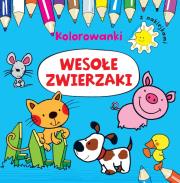 Kolorowanki z naklejkami. Wesołe zwierzaki. Autor: Wydawnictwo Wilga. Dadada.pl Okładka książki Kolorowanki z naklejkami. Wesołe zwierzaki