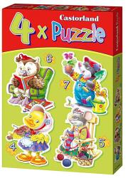 Okładka książki Puzzle x 4 - Zwierzęta i ich wolny czas CASTOR