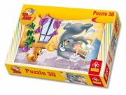 Okładka książki Puzzle 30 Tom & Jerry Owocowa bitwa TREFL