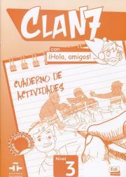 Clan 7 con ¡Hola, amigos! 3 zeszyt ćwiczeń. Autor: Castro Maria. Dadada.pl Okładka książki Clan 7 con ¡Hola, amigos! 3 zeszyt ćwiczeń