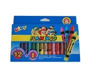 Opakowanie Kredki świecowe 12 kolorów + 1 fluo Flamingo