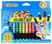 Opakowanie KREDKI SWIECOWE WYKRECANE Z GUMKA 12 KOL FLAMINGO WYMAZYWALN