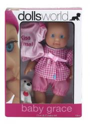 Opakowanie Lalka bobas Baby Grace 17 cm różowa krata