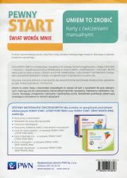 Pewny start Świat wokół mnie Karty z ćwiczeniami manualnymi. Autor: Aneta Pliwka, Katarzyna Radzka, Barbara Szostak. Dadada.pl Okładka książki Pewny start Świat wokół mnie Karty z ćwiczeniami manualnymi