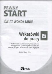 Pewny start Świat wokół mnie Wskazówki do pracy. Autor: Klaro-Celej Lidia. Dadada.pl Okładka książki Pewny start Świat wokół mnie Wskazówki do pracy