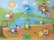 Opakowanie Puzzle drewniane układanka z uchwytami Safari