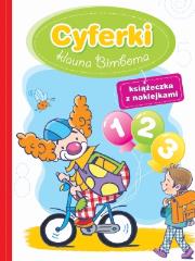Okładka książki Cyferki klauna Bimboma. Książeczka z naklejkami