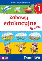 Domowa akademia Zabawy edukacyjne 4-latka Część 1. Autor: Elżbieta Pietruczuk-Bogucka. Dadada.pl Okładka książki Domowa akademia Zabawy edukacyjne 4-latka Część 1