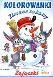Okładka książki Kolorowanki. Zimowe zabawy. Zajączki