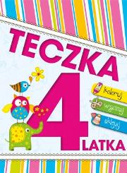 Teczka 4 latka Koloruj wycinaj sklejaj. Autor: Tomasz Szokal, Lusia Ogińska, Ewa Maria Dudelewicz. Dadada.pl Okładka książki Teczka 4 latka Koloruj wycinaj sklejaj