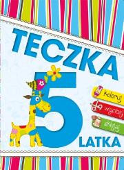 Teczka 5 latka. Koloruj, wycinaj, sklejaj. Autor: Tomasz Szokal, Lusia Ogińska, Ewa Maria Dudelewicz. Dadada.pl Okładka książki Teczka 5 latka. Koloruj, wycinaj, sklejaj