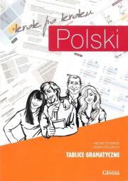 Polski krok po kroku Tablice gramatyczne. Autor: Stempek Iwona, Stelmach Anna. Dadada.pl Okładka książki Polski krok po kroku Tablice gramatyczne