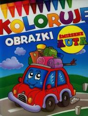 Koloruję obrazki. Śmieszne auta. Autor:   Praca zbiorowa. Dadada.pl Okładka książki Koloruję obrazki. Śmieszne auta