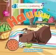 Naciśnij i posłuchaj - Hauuuu!. Autor: Anna Wiśniewska (red.). Dadada.pl Okładka książki Naciśnij i posłuchaj - Hauuuu!