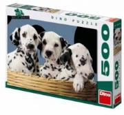 Opakowanie Puzzle 500 Dalmatyńczyki w koszyku DINO