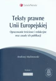 Okładka książki Teksty prawne Unii Europejskiej
