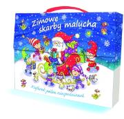 Zimowe skarby malucha. Kuferek pełen niespodzianek. Autor: Joanna Myjak (ilustr.). Dadada.pl Okładka książki Zimowe skarby malucha. Kuferek pełen niespodzianek