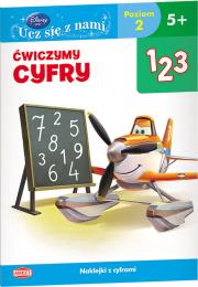 Okładka książki Disney Ucz się z nami Ćwiczymy cyfry Ssamoloty 5+