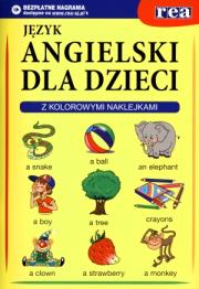 Angielski dla dzieci. Z kolorowymi naklejkami. Autor: Gabrielle Smith-Dluha, Veronika Moravkova, Steve Pavlina. Dadada.pl Okładka książki Angielski dla dzieci. Z kolorowymi naklejkami