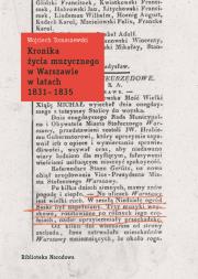 Kronika życia muzycznego w Warszawie w latach 1831-1835. Autor: Tomaszewski Wojciech. Dadada.pl Okładka książki Kronika życia muzycznego w Warszawie w latach 1831-1835