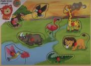 Opakowanie Układanka drewniana z pinezkami Zwierzęta afrykańskie