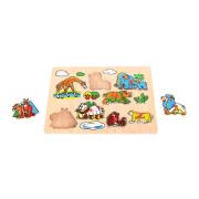 Opakowanie Układanka drewniana z uchwytami Dzikie zwierzątka