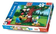 Okładka książki Puzzle 160 Miki, Donald, Goofy Smaczne jabł. TREFL