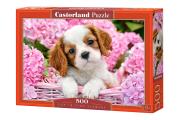 Opakowanie Puzzle 500 Pup in Pink Flowers CASTOR