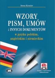 Okładka książki Wzory pism, umów i innych dokumentów w języku polskim, angielskim i niemieckim
