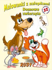 Malowanki z nalepkami. Domowe zwierzęta. Autor: Praca zbiorowa. Dadada.pl Okładka książki Malowanki z nalepkami. Domowe zwierzęta