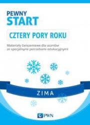 Okładka książki Pewny start Cztery pory roku Zima Materiały ćwiczeniowe dla uczniów ze specjalnymi potrzebami edukacyjnymi