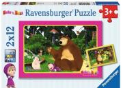 Puzzle 2X12 Masza i niedźwiedź. Wydawca: Ravensburger. Dadada.pl Opakowanie Puzzle 2X12 Masza i niedźwiedź