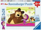 Puzzle 2X24 Masza i niedźwiedź. Wydawca: Ravensburger. Dadada.pl Opakowanie Puzzle 2X24 Masza i niedźwiedź
