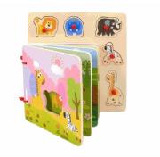 Puzzle drewniane układanka książeczka z pinezkami Zwierzęta Afryki. Wydawca: Playme. Dadada.pl Opakowanie Puzzle drewniane układanka książeczka z pinezkami Zwierzęta Afryki