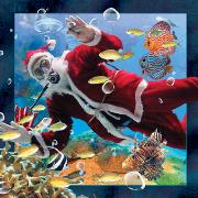 Opakowanie Pocztówka 3D Nurkujący Mikołaj