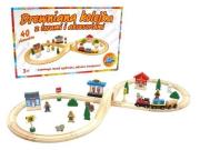 Kolejka drewniana 40 elementów. Wydawca: Brimarex. Dadada.pl Opakowanie Kolejka drewniana 40 elementów