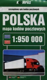 Mapa kodów pocztowych. Kompas 1:950 000 (2016). Autor: Opracowanie zbiorowe. Dadada.pl Okładka książki Mapa kodów pocztowych. Kompas 1:950 000 (2016)