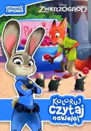Koloruj, czytaj, naklejaj. Zwierzogród. Autor: Opracowanie zbiorowe. Dadada.pl Okładka książki Koloruj, czytaj, naklejaj. Zwierzogród