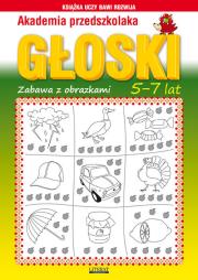 Głoski. Zabawa z obrazkami. Autor: Guzowska Beata. Dadada.pl Okładka książki Głoski. Zabawa z obrazkami