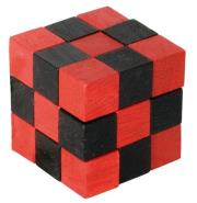 Opakowanie IQ-Test Kostka Magiczny Wąż, drewno, żółty/czarny